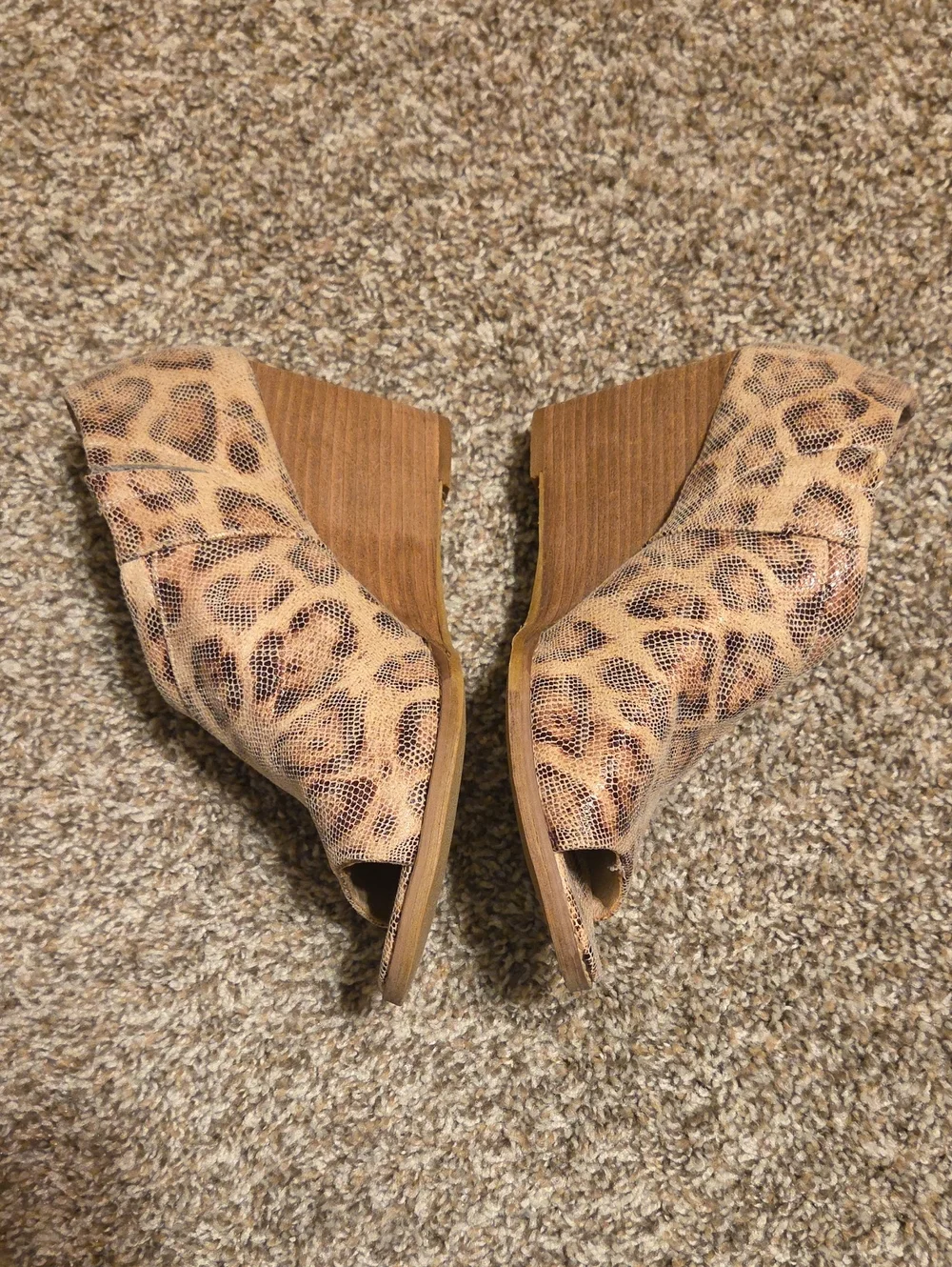 VERY G Leopard Print Peep-Toe Wedge